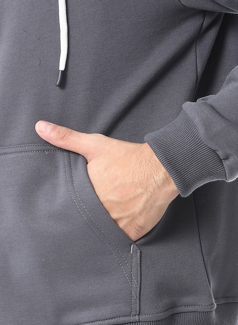 Andora Zipper Closure Hooded Fleeced Sweatshirt_Grey - Image 5