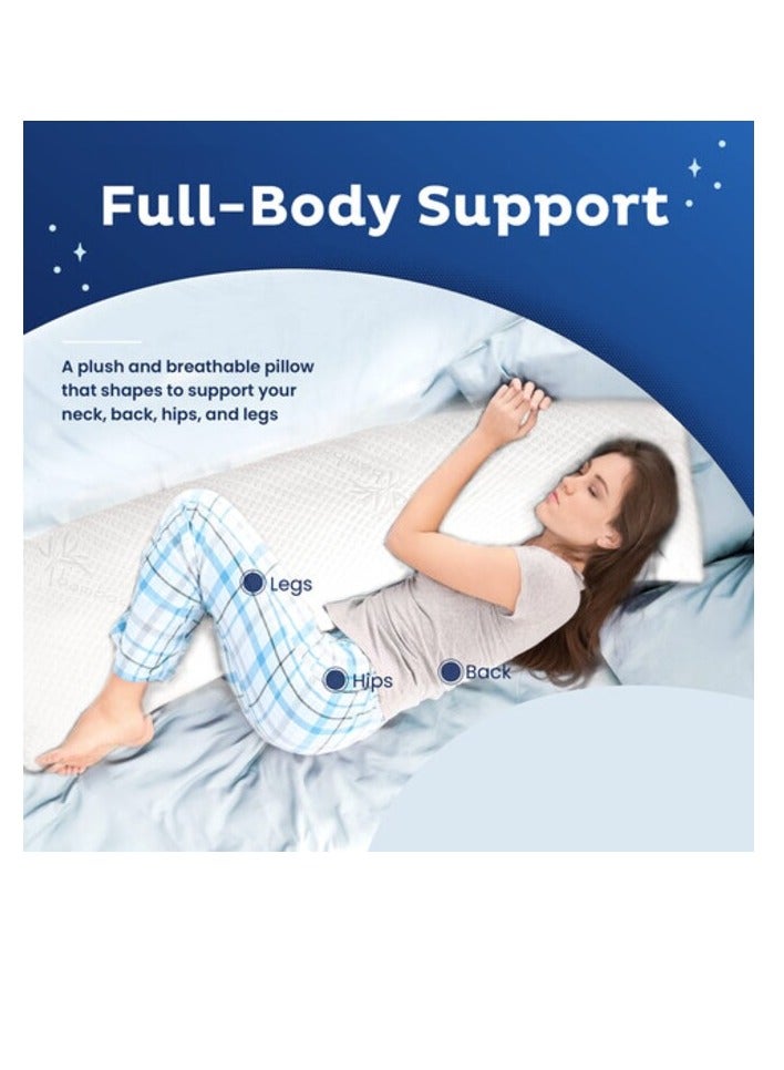 بروماس وسادة طويلة للجسم قطعة واحدة، القماش: 100% بوليستر 85 جرام في المتر المربع من الألياف الدقيقة 1 سم شريط فائق النعومة، الحشو: 1300 جم من الألياف المجوفة المريحة، قابلة للتنفس - Image 5