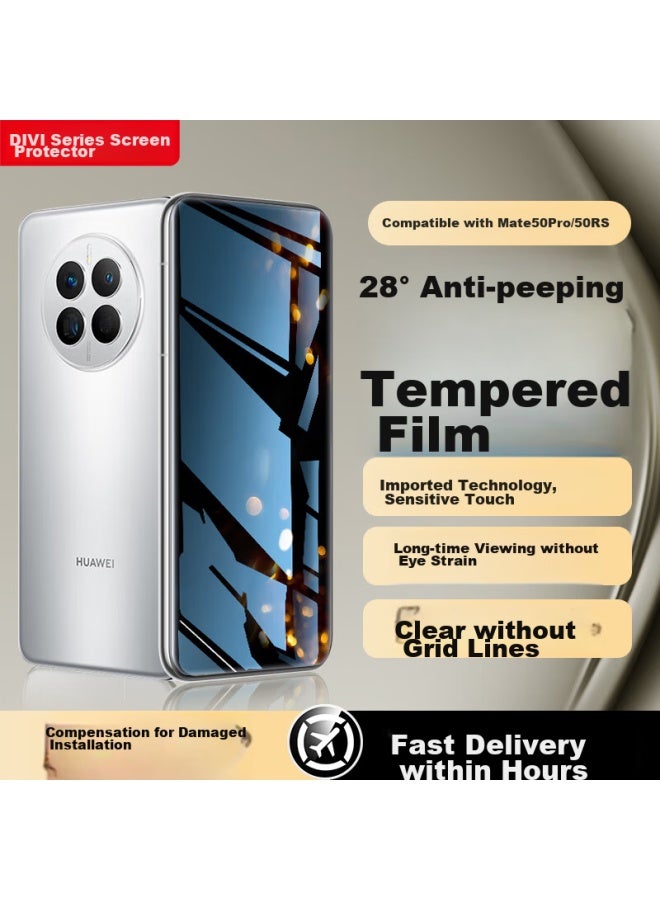 Divi Tempered Glass Screen Protector For Huawei Mate50pro, Privacy Protection, Huawei Mate50rs Porsche Design Phone Film, Full Coverage Curved Glass, Hd Clear, Shatterproof, Anti-fingerprint - Image 1