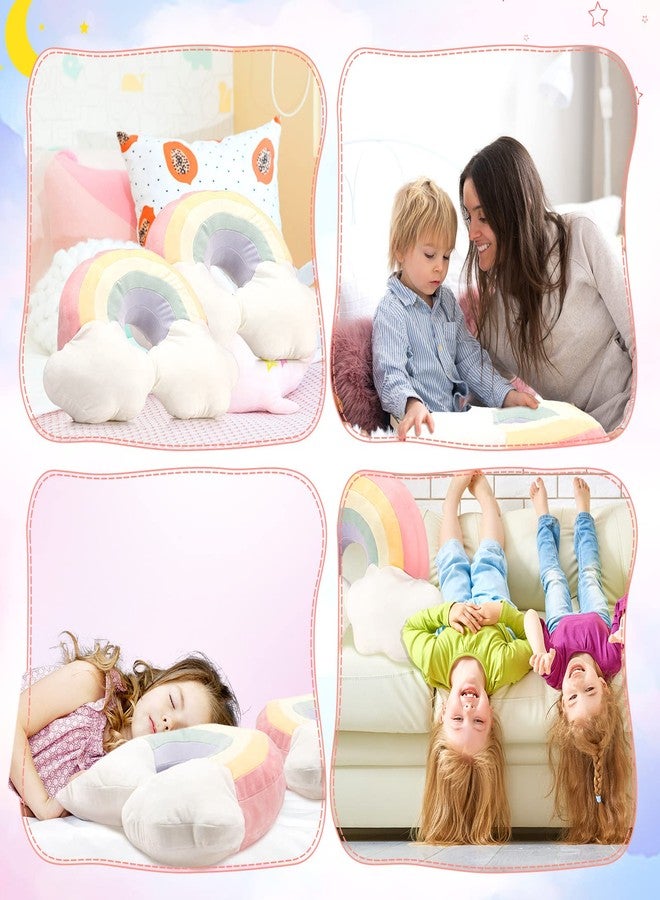 Queekay وسادة على شكل قوس قزح 21 بوصة من كويكاي 2 قطعة وسادة سحاب منزلية زخرفية وسادة محشوة لطيفة للأطفال ناعمة للجلوس هدايا للأصدقاء للبنات والأولاد زينة غرفة النوم (وردي) - Image 4