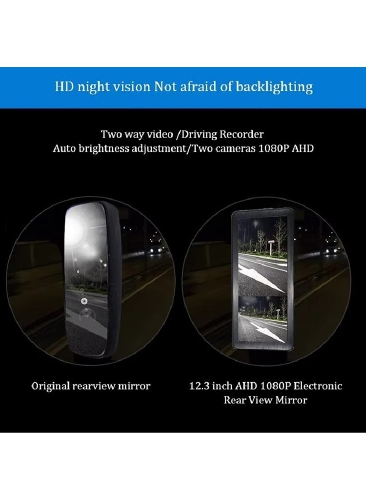 12.3 inch Truck Bus Side Mirror Monitor Cam Electronic Blind Spot Detection System CMS E-side Rearview Mirror Rear View Camera - Image 5