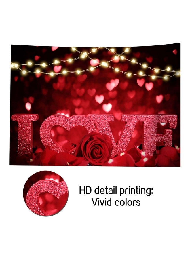 HQM Rose Bokeh Glitter Red Love Heart Theme Photo Backgrounds 7X5Ft Fabric Wedding Bride Shower Mother'S Day Valentine'S Day Anniversary Party Photography Backdrops Couple Studio Shoot Booth Props - Image 2