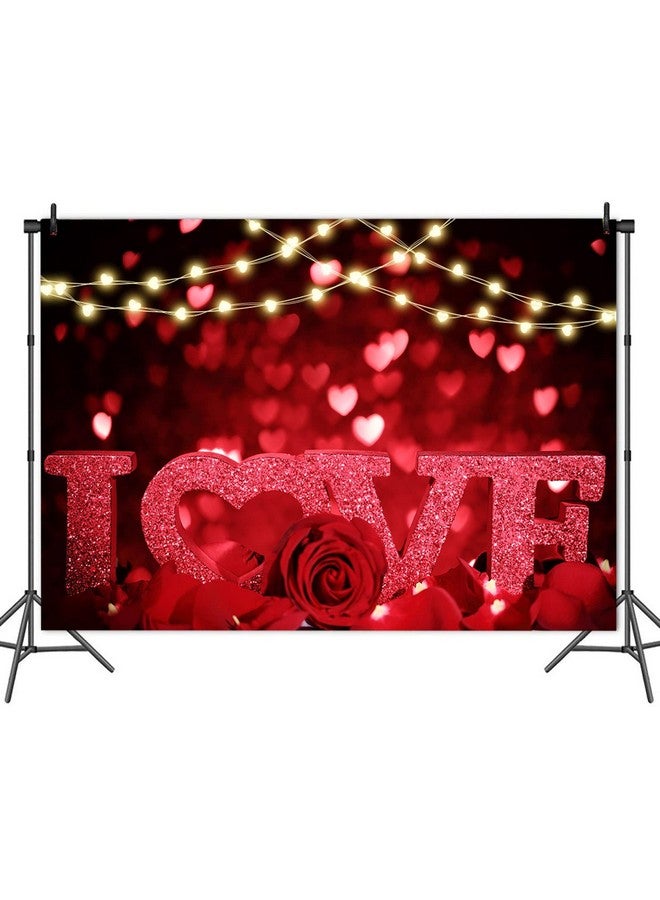 HQM Rose Bokeh Glitter Red Love Heart Theme Photo Backgrounds 7X5Ft Fabric Wedding Bride Shower Mother'S Day Valentine'S Day Anniversary Party Photography Backdrops Couple Studio Shoot Booth Props - Image 4