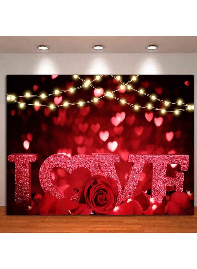 HQM Rose Bokeh Glitter Red Love Heart Theme Photo Backgrounds 7X5Ft Fabric Wedding Bride Shower Mother'S Day Valentine'S Day Anniversary Party Photography Backdrops Couple Studio Shoot Booth Props - Image 5