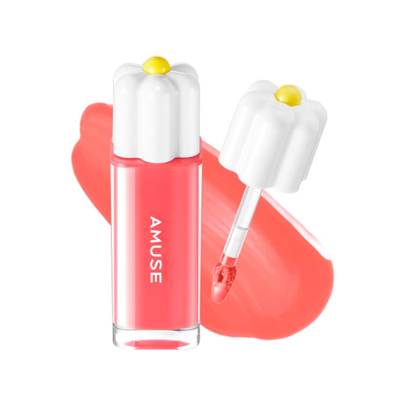 Amuse SEOUL Daisy Flower Dew Tint 01 LA VIE EN CORAL Glossy Moisturizing Lip Stain Watery Glow Lip Tint Long Lasting Color Dewy Finish Vegan Korean Beauty Makeup - Image 2