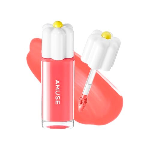 Amuse SEOUL Daisy Flower Dew Tint 01 LA VIE EN CORAL Glossy Moisturizing Lip Stain Watery Glow Lip Tint Long Lasting Color Dewy Finish Vegan Korean Beauty Makeup - Image 1