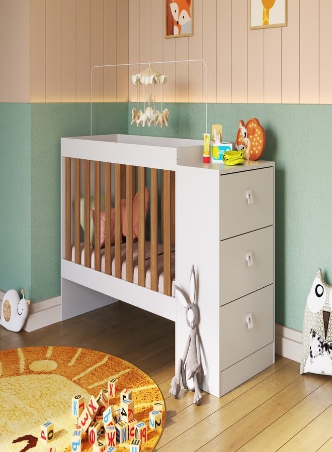 ART IN MOVEIS Baby Crib 3drawer wood/white color 169x79.4x63cm  - Image 1