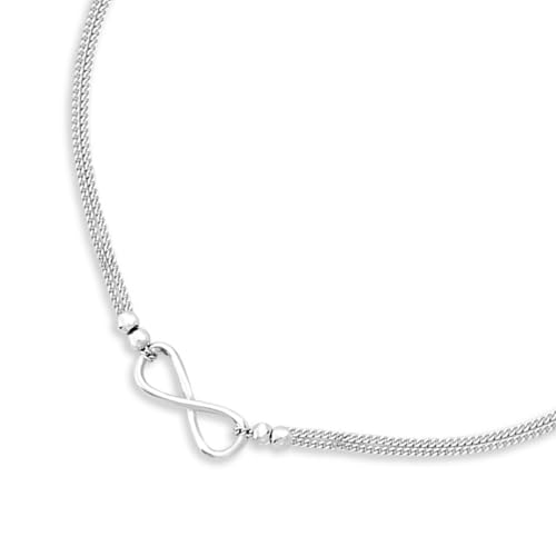 ZAVYA 925 Sterling Silver Designer Layered Infinity Rhodium Plated Adjustable Chain Anklet (Pair) | Gift for Women & Girls | 1 Year Plating Warranty - Image 5