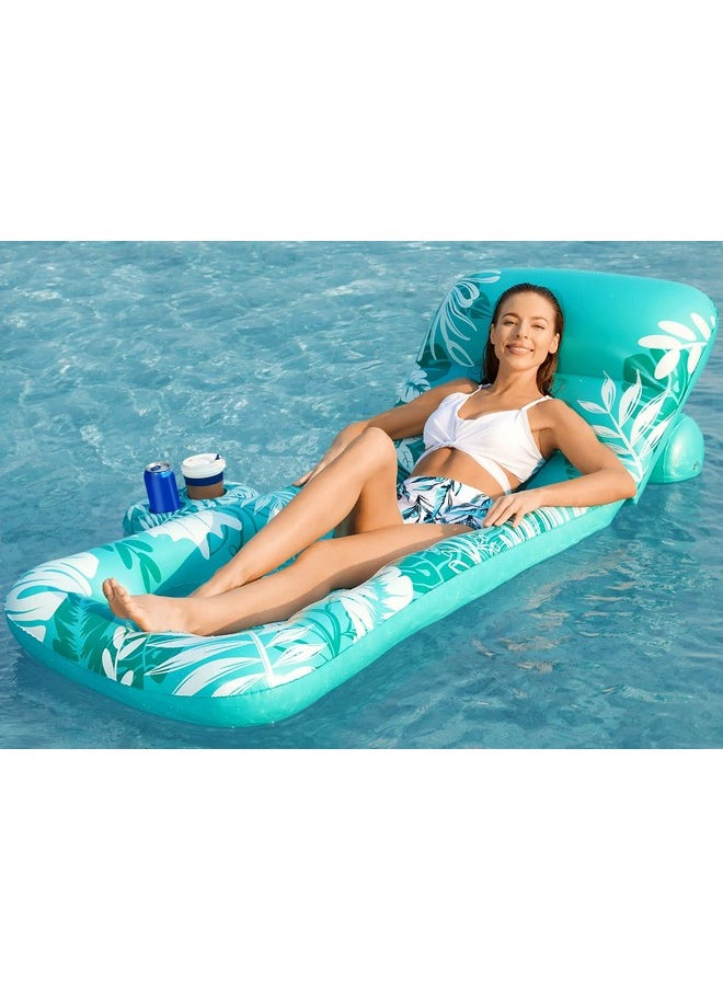 Jasonwell - Inflatable Pool Float Adult - Pool Floaties Lounger Floats Floating Chair Raft With Adjustable Backrest Cup Holders Water Floaty Lake Lounge Tanning Floats Beach Party Toys For Adults Kids - Image 1