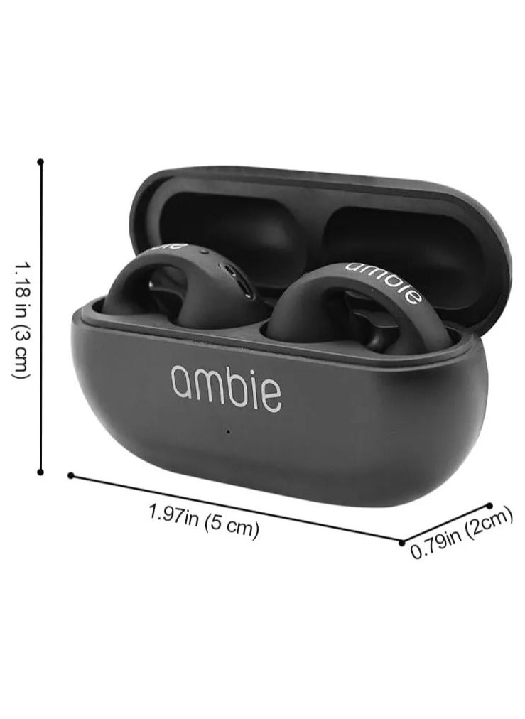 أمبي - سماعات أذن لاسلكية حقيقية AM-TW01 AMBIE، أغطية أذن ترقية برو بلوتوث (أسود) - Image 1