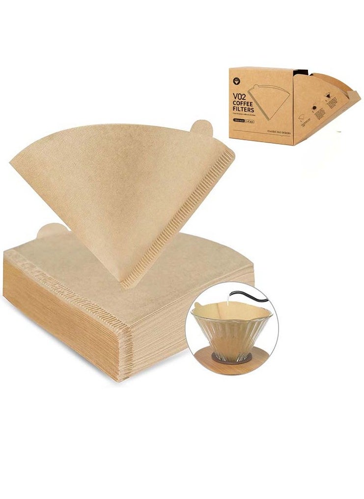 VIUAUAX - 100 Piece Coffee Paper Filter V60 Size 02 Beige,American Coffee Drip Filter Paper - Image 1
