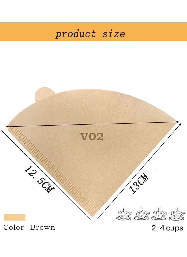 VIUAUAX - 100 Piece Coffee Paper Filter V60 Size 02 Beige,American Coffee Drip Filter Paper - Image 1