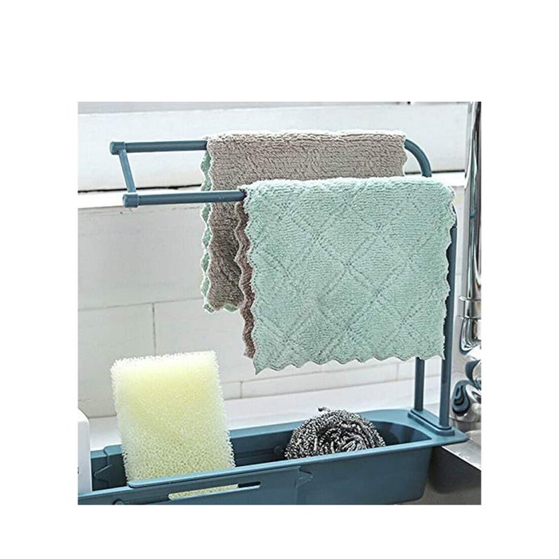 Zikra Telescopic Sink Holder, Adjustable Drainer Sink Tray Sponge Soap Holder, Sink Organizer Holder Dish Cloth Hanger for Home Kitchen - Image 3