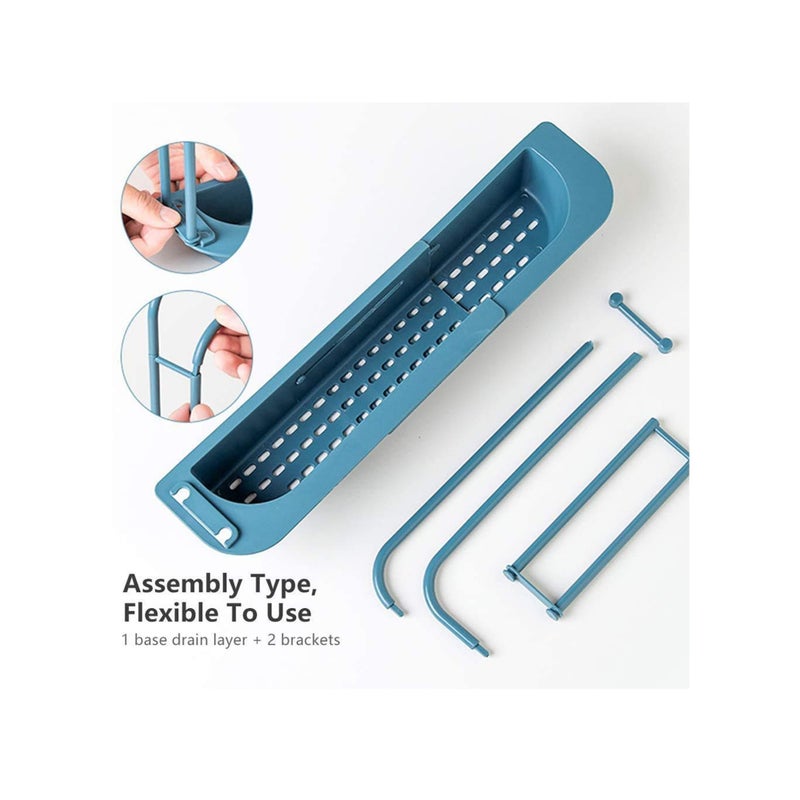 Zikra Telescopic Sink Holder, Adjustable Drainer Sink Tray Sponge Soap Holder, Sink Organizer Holder Dish Cloth Hanger for Home Kitchen - Image 5