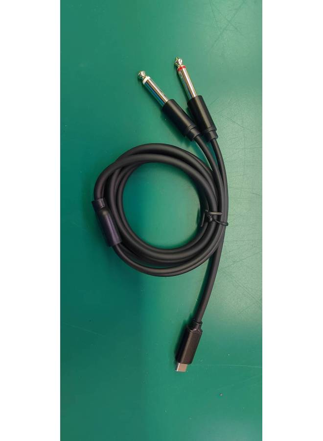 Dual 6.5 To 3.5 Audio Line Dual 6.35 To Type C 1/2 Notebook Mobile Phone Audio Line-Color:Black 3.5 Head-Length:1.5 M  - Image 1