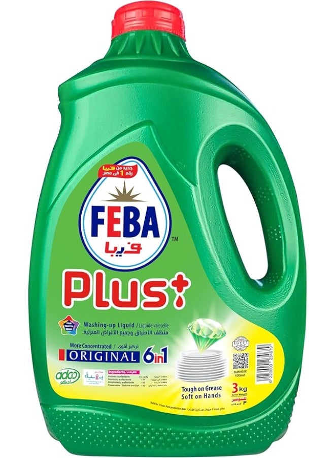 Feba Plus Original Dish Liquid Detergent 3 kg - Image 1