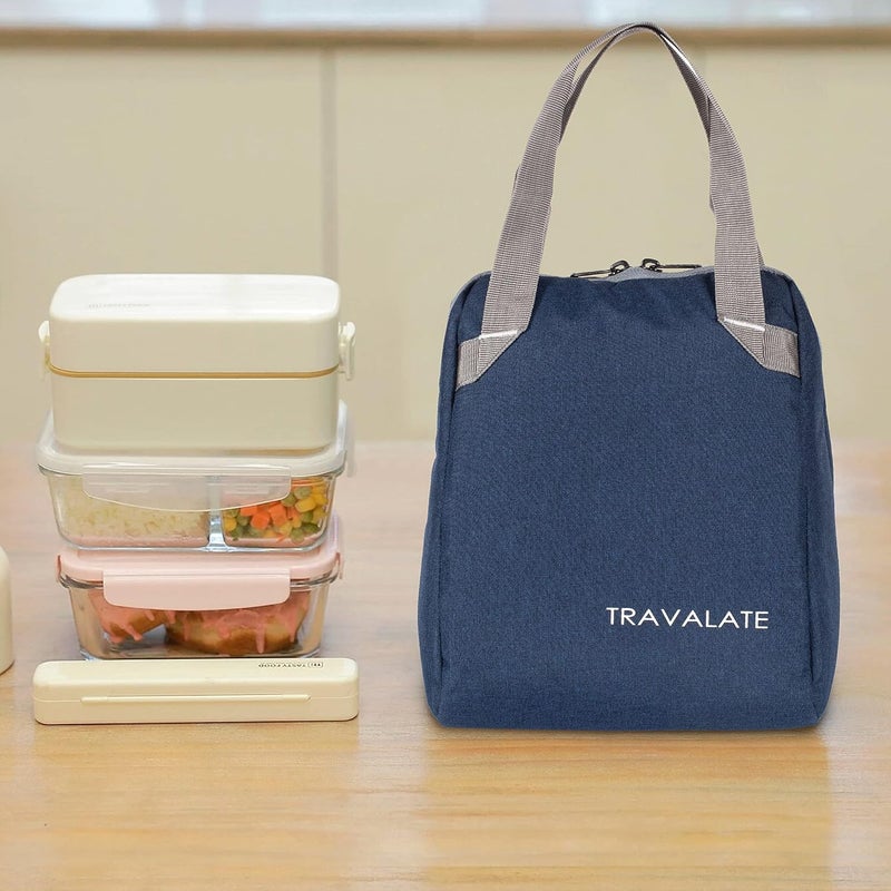 TRAVALATE Insulated Lunch Bag for Men Women - Leakproof Lunch Box for Kids Office Work School Picnic - Reusable Soft Cooler Tote Bag Lunch Bag (Navy Blue) - Image 5