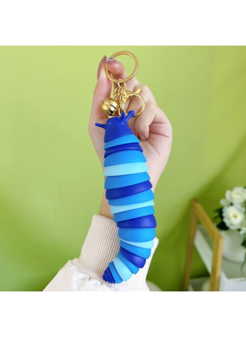 Fun Caterpillar Keychain with Bowtie Charm Dark blue