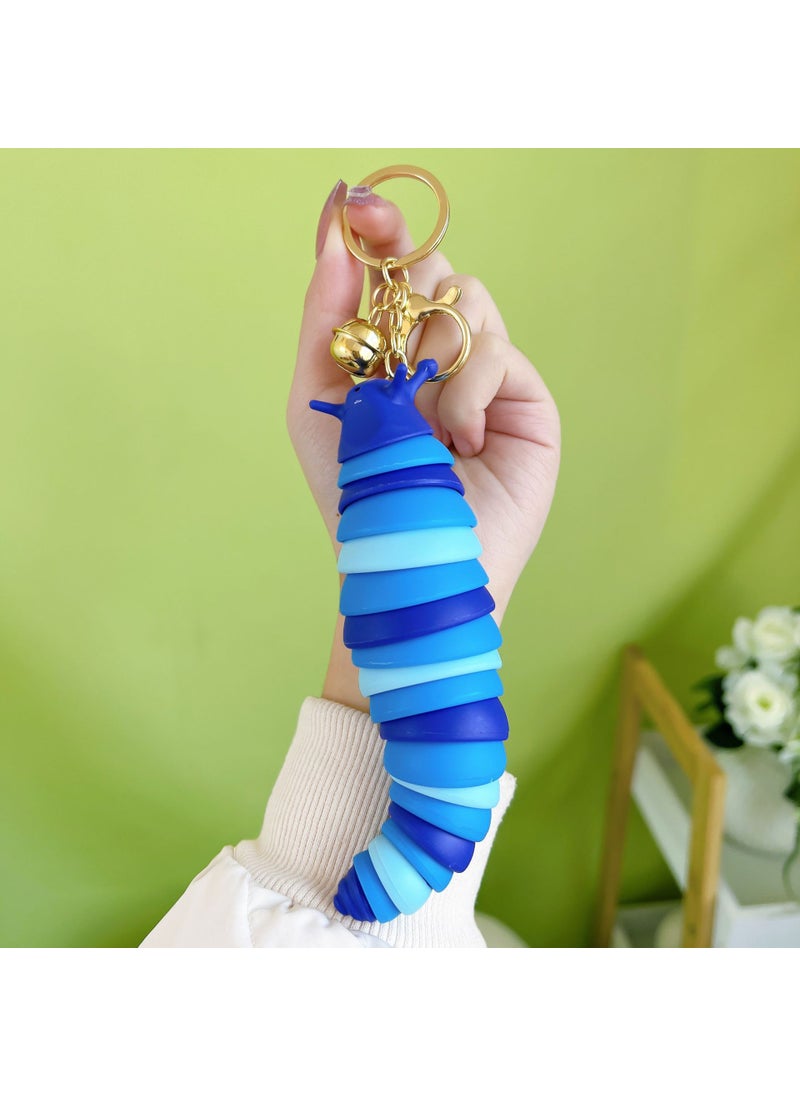 Fun Caterpillar Keychain with Bowtie Charm Dark blue