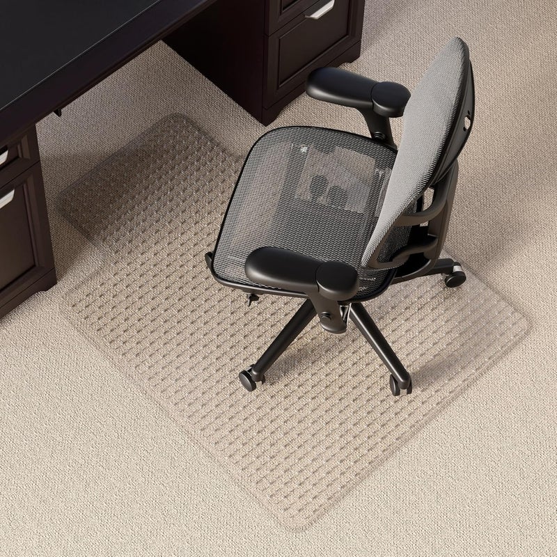 Realspace Heavy Duty Chair Mat for Carpet with Lip Ramped Edge 36 x 48 Clear - Image 1