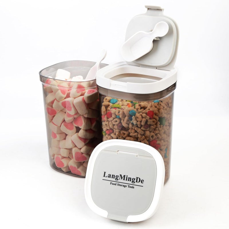 LANGMINGDE Airtight Food Storage Containers, 1.6 QT Coffee Canister Set with Magnetic Scoop, BPA Free, Ideal for Coffee, Spices, Herbs, Candy & Snacks, Keeps Freshness, Easy to Clean, 2 Pieces - Image 1