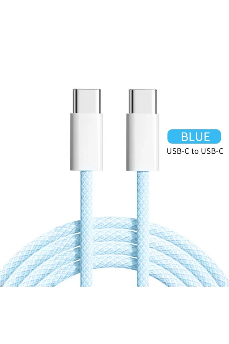 1m Blue PD 60W USB-C To Type C Cable for IPhone 15 16 Pro Fast Charging Wire for Huawei Xiaomi Samsu