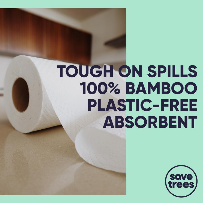 SAVE TREES Bamboo Paper Towels 12pk - 1800 Sheets Paper Towel Rolls Ultra Absorbent & Durable EcoTowels - FSC-Certified, Vegan Bamboo Kitchen Rolls - Image 3