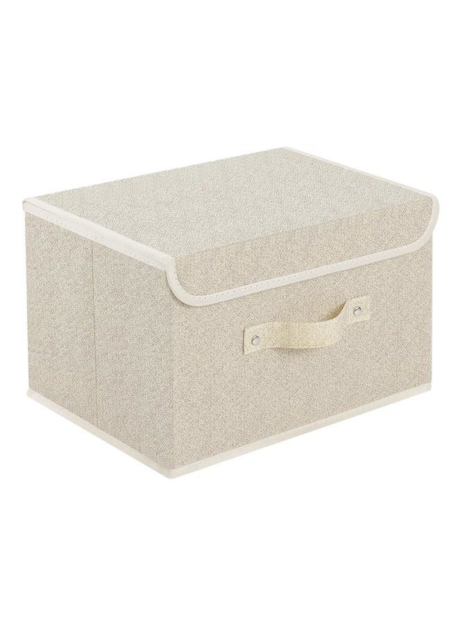 ENUMAIL Storage Boxes, Collapsible Storage Bins with Lids, Cotton and linen cloth Storage Baskets Washable with Handle, for Books, Closet, Bedroom, Home, 13x9.1x7.9in, Grey and Beige - Image 1