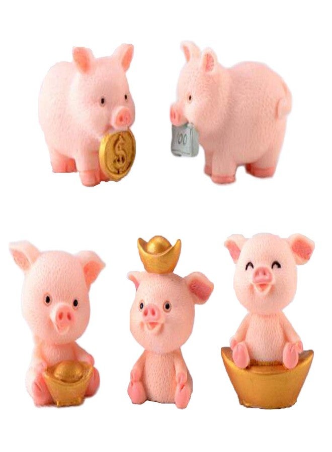 HYSTYLE 9 Pcs Miniature Fortune Pig & Lucky Cat Figurines Resin Good Luck Animal Collectible Figurines Cake Topper Home Decor Fortune Cats Statue Ornaments - Image 3