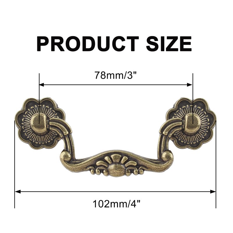 Uenhoy 6 Pcs 3 Inch Bail Handle Drop Pulls Vintage Drop Bail Drawer Pulls Antique Bronze Cabinet Pull Handles (3" Hole Spacing, 4" Total Length) - Image 4