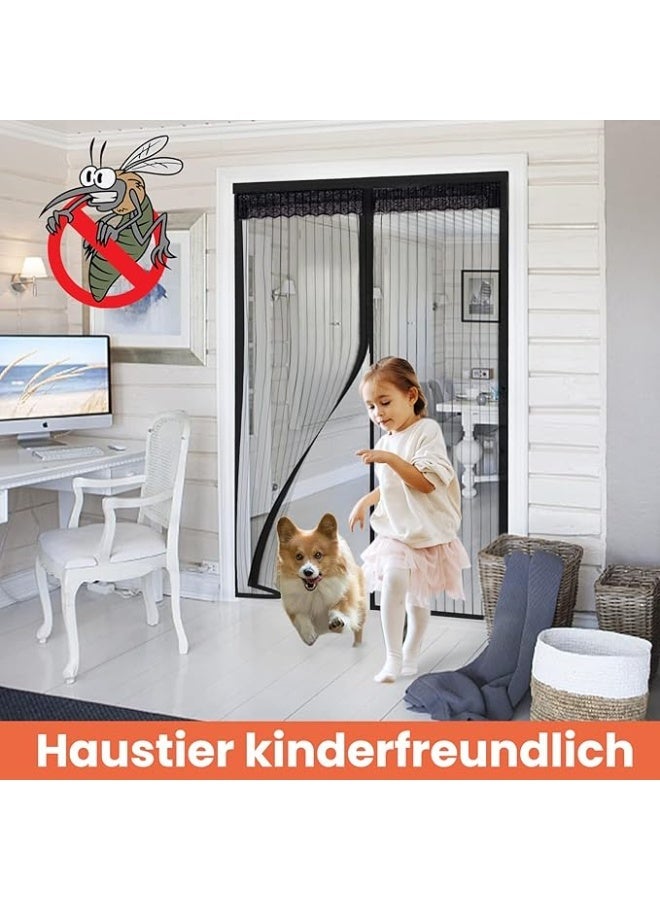 Magnetic Fly Screen Door, 90 x 220 cm, Insect Protection Curtain for Balcony, No Drilling, Mosquito Net for Living Room, Patio, Black - Image 5