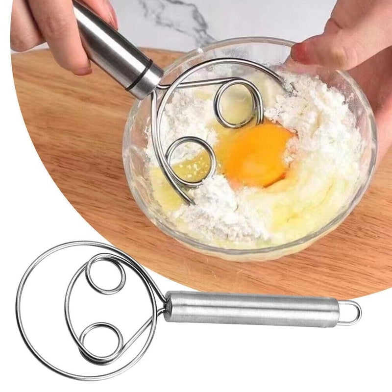 MIGORA MIGORA Kitchen Stainless Steel Dough Flour Whisk Stainless Steel Dough Whisk Food Grade Dutch Style Bread Dough Hand Mixer Blender Whisk for Cooking Blending Steel Handle Kitchen Baking Tools  - Image 3
