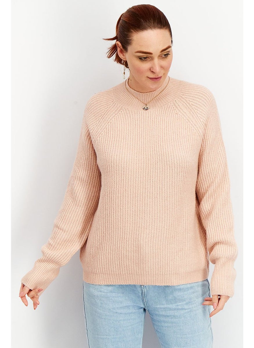 Tchibo Women Crew Neck Long Sleeves Knit Sweater, Pink  - Image 1
