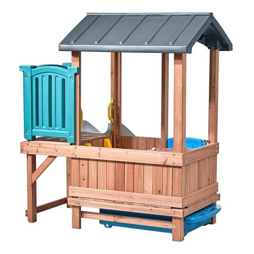 Step2 Woodland Adventure Playhouse Slide Kids Outdoor Playset Backyard Playground Set Swings Storage Drawer Made of Wood Durable Plastic Outside Jungle Gym for Children 38 Years Old - Image 5