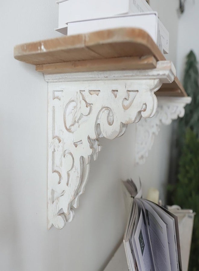 Chadechimo Set of 2 Corbels for Shelves Decorative Wood Shelf Brackets Farmhouse Wood Corbels Distressed Floating Shelves Brackets for Home Decor - Image 2