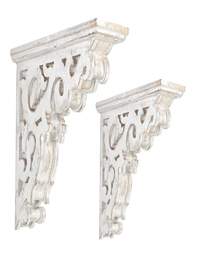 Chadechimo Set of 2 Corbels for Shelves Decorative Wood Shelf Brackets Farmhouse Wood Corbels Distressed Floating Shelves Brackets for Home Decor - Image 1