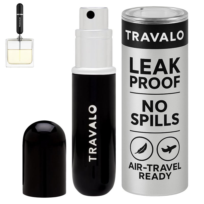 Travalo Classic HD Perfume Atomizer - Leak-Proof and TSA Approved for Air Travel - Reusable, Airtight, Easy-Fill Mini Pump Sprayer - Lightweight, Elegant Design w/Volume Window - Black 0.17oz - Image 1