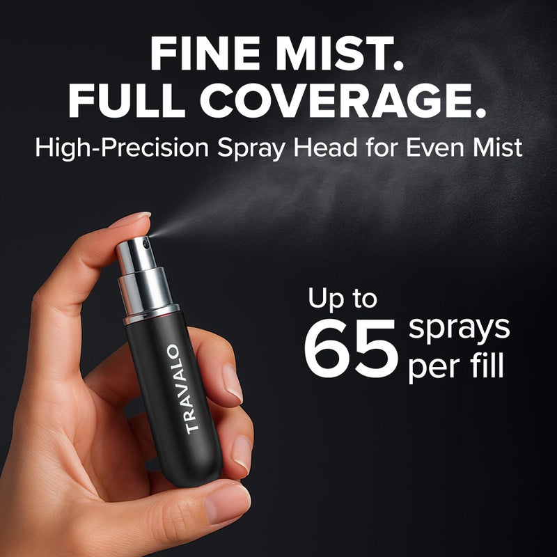 Travalo Classic HD Perfume Atomizer - Leak-Proof and TSA Approved for Air Travel - Reusable, Airtight, Easy-Fill Mini Pump Sprayer - Lightweight, Elegant Design w/Volume Window - Black 0.17oz - Image 3