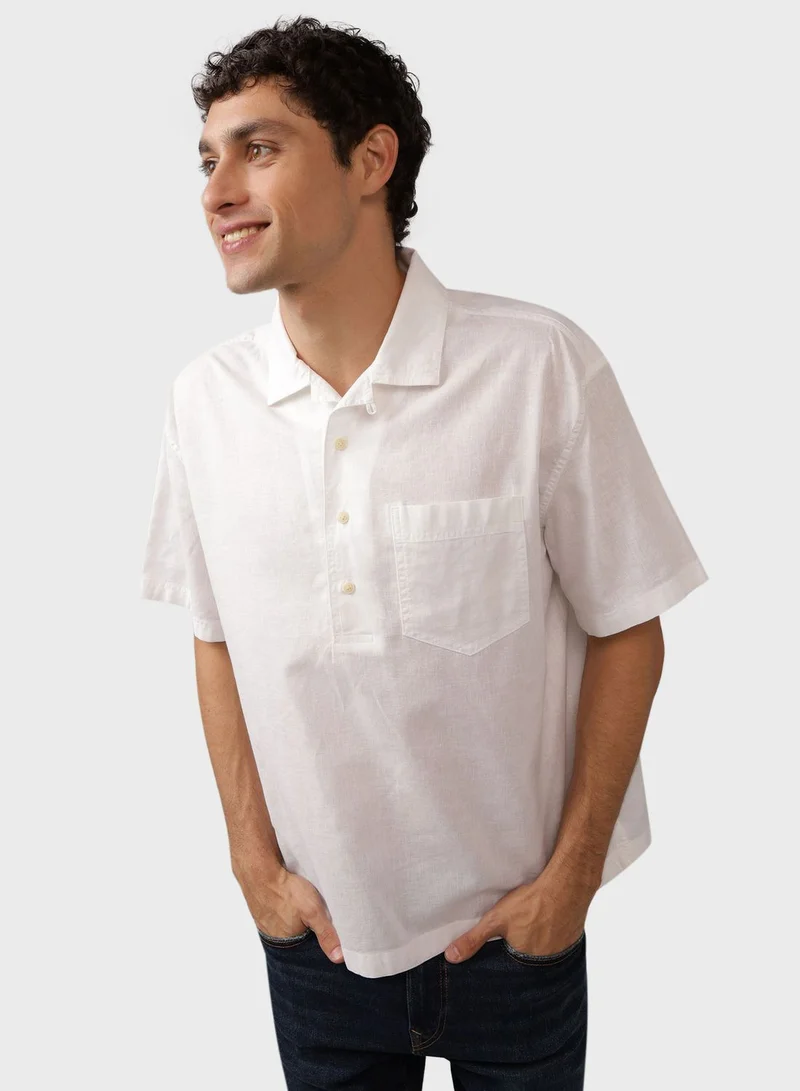 American Eagle Linen Blend Pullover Shirt