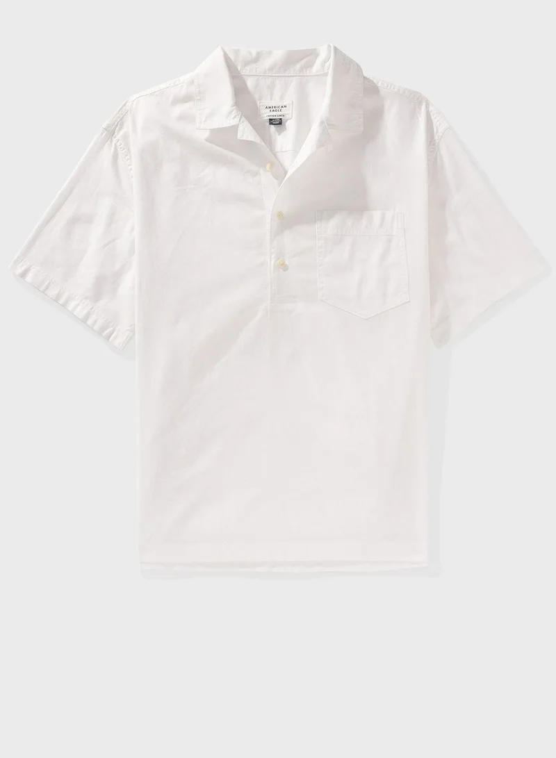 American Eagle Linen Blend Pullover Shirt
