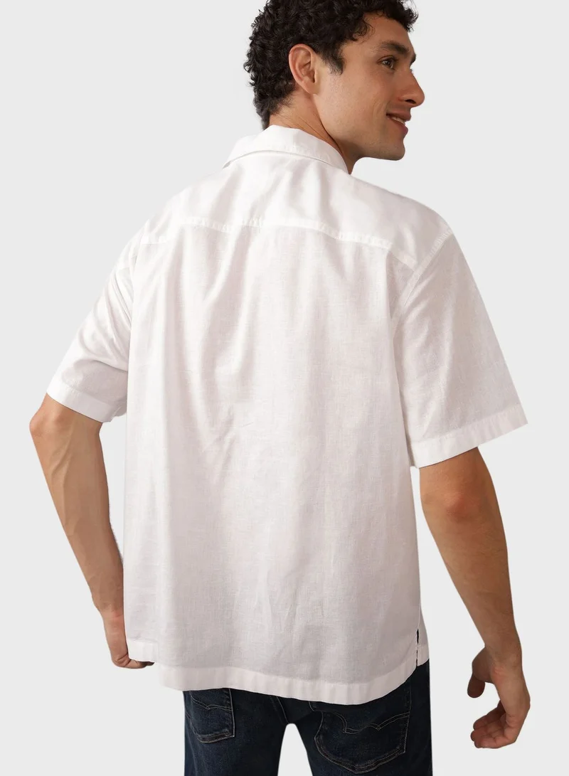 American Eagle Linen Blend Pullover Shirt