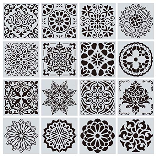 WSICSE 16 Pcs (6 x 6 Inch) Reusable Stencils, Mandala Stencils Mandala Dot Painting Templates Stencil for DIY Painting Art Scrapbook Xmas Decor - Image 2