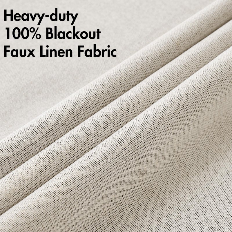 MIULEE 100% Blackout Linen Curtains for Bedroom Thermal Insulated Birch Grommet Room Darkening Curtains & Drapes for Living Room Nursery 52 x 84 Inch (2 Panels) - Image 5