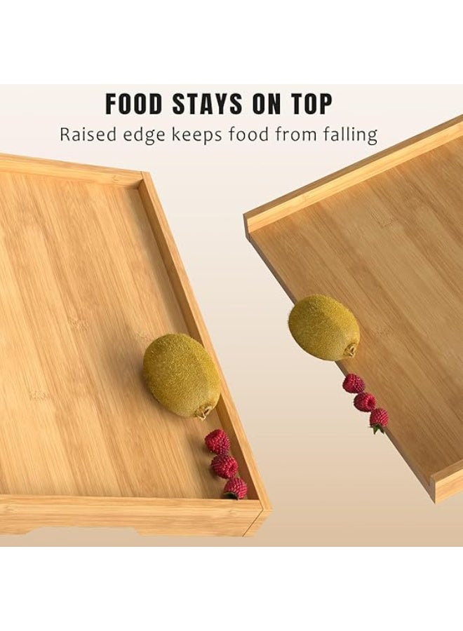 طاولة سرير من البامبو بأرجل قابلة للطي، صينية فطار في السرير لتناول الطعام، طاولة قابلة للطي للكنبة والسرير وتناول الطعام والعمل، صينية تقديم للوجبات الخفيفة واللاب توب، بني، كبيرة - Image 5