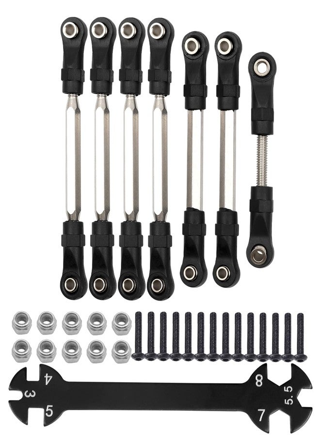Rcarmumb Adjustable Turnbuckles Camber Link Part for 1/10 Slash 2WD/Slash 4X4 4WD,7pcs Rc Turnbuckles Camber Link with Rod Ends Sets/Wrench for RC Replace Parts,Black - Image 1