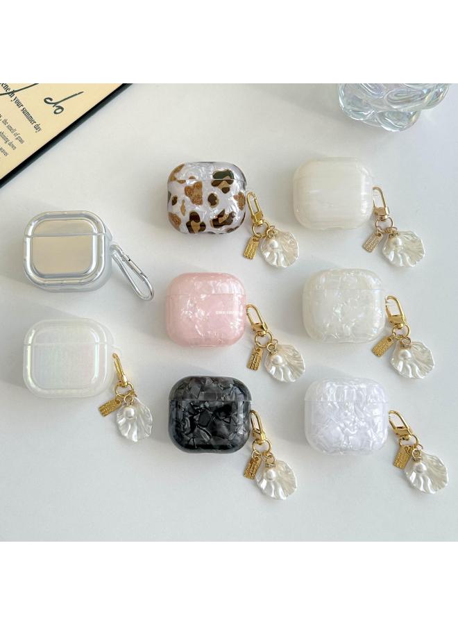 Imd Shell Tpu Soft Shell Apple Pro2 Pearl Pendant For AirPods4 Earphone Protective Cover-Color:Apricot Shell Pattern + Shell Pendant-Model:AirPods 1/2 - Image 2