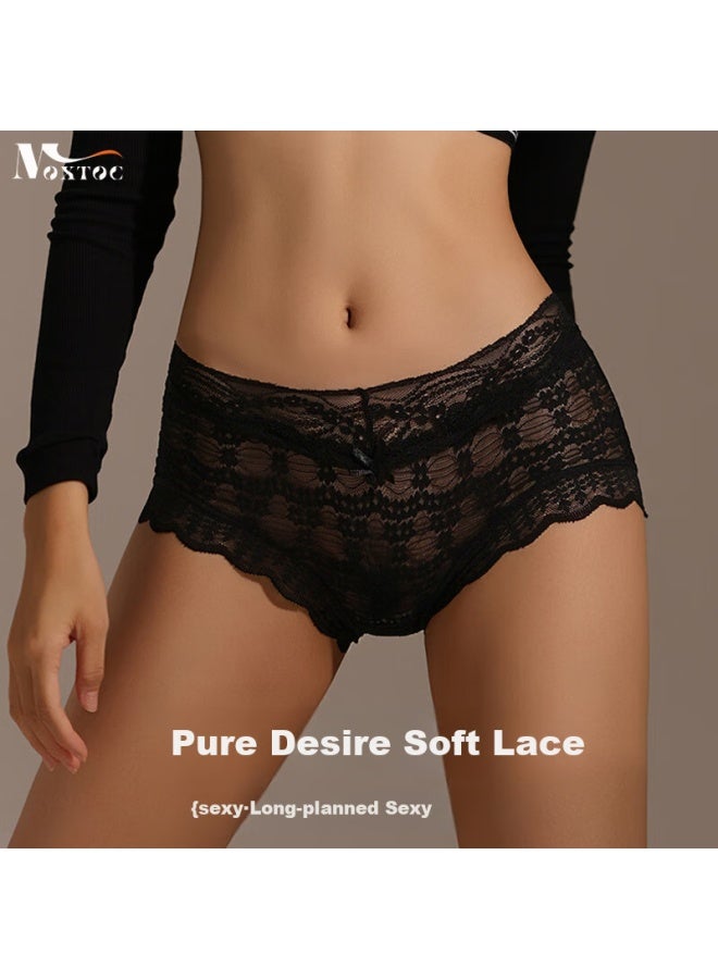 Moxtoc Lace Panties For Women, High-waisted, Light And Breathable, 7a Antibacterial Crotch, Thin Style, Spring And Summer Ladies' Triangle Briefs - Image 3