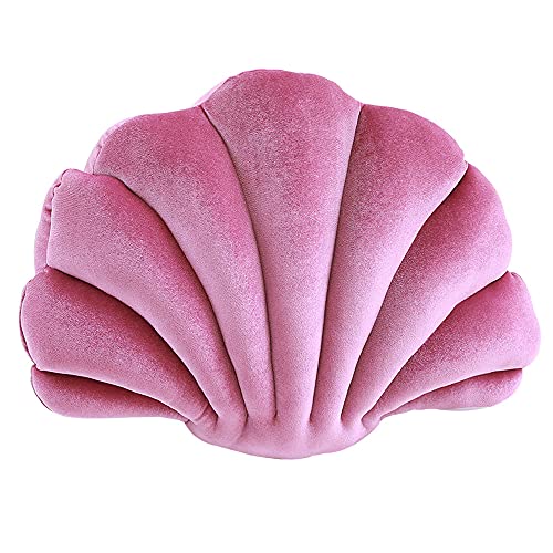 Patty Both Seashell Decorative Pillow Velvet Seashell Throw Pillow, Sea Shell Shaped Throw Pillow Decorative Pillows for Bed Couch Home Office Decor (Hot Pink, Small(12.8 * 10in 0.3kg)) - Image 1