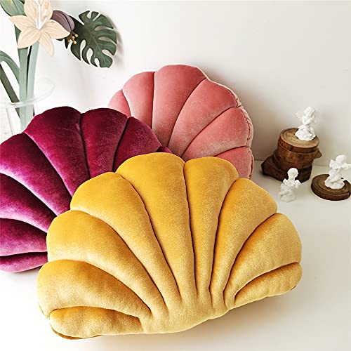 Patty Both Seashell Decorative Pillow Velvet Seashell Throw Pillow, Sea Shell Shaped Throw Pillow Decorative Pillows for Bed Couch Home Office Decor (Hot Pink, Small(12.8 * 10in 0.3kg)) - Image 4
