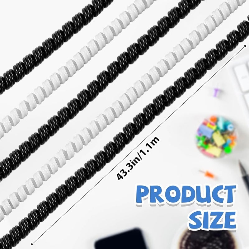 Frienda 10 Pcs Spiral Cord Protector Chargers Protector Pets No Chew Data Cable Protective Sleeve Headphone Charger Saver USB Cable Cover Wire Repair for Phone USB (Black and White) - Image 2